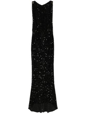 Elisabetta Franchi sequinned maxi dress - women - Elastane/Polyamide/Polyester - 40 - Black