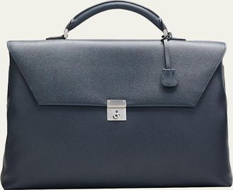 Valextra Mens Avietta Pebble Leather Briefcase