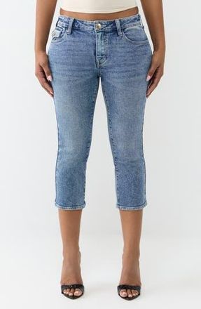 True Religion Flare Flap Pocket Capri Jeans in Medium Aventurine Blue Wash at Nordstrom Rack, Size 30