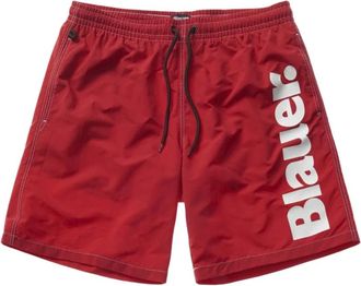 Blauer Rode Monochrome Beachwear Boxershorts - Heren - Strandmode - Rood - L - Badmode