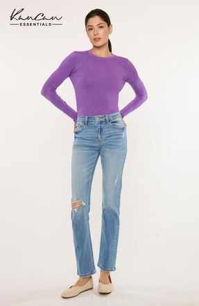Kancan Florence Essentials High Rise Slim Straight Jeans in Medium Wash at Nordstrom, Size 31