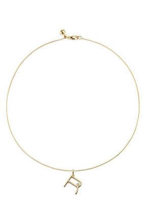 Monica Vinader Diamond Initial Pendant Necklace in 18K Gold Vermeil R at Nordstrom