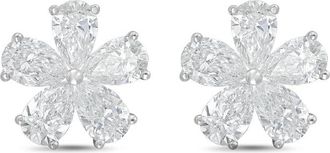 Diana M. Jewels 14kt White gold 3.00cts lab grown Pear shaped diamond flower cluster stud earrings