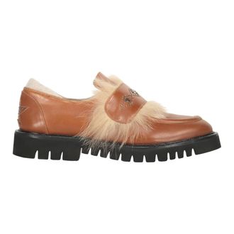 Lorena Antoniazzi Mocasines de Piel con Inserci&oacute;n de Zorro - Shoes - Mujer - Marr&oacute;n - 39 EU