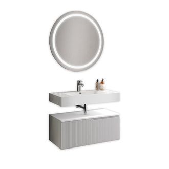 Aquadesign Mueble de ba&ntilde;o 3 piezas en mdf blanco
