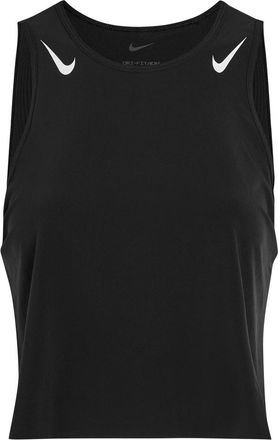 Nike Aeroswift Dri-fit Adv Cropped Tank - Black And White - Xxs (UK4 / Xxs)