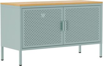 Oviala Aparador moderno de 2 puertas L100 cm en metal verde salvia