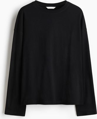 H&M Langarmshirt aus Baumwolle - Schwarz