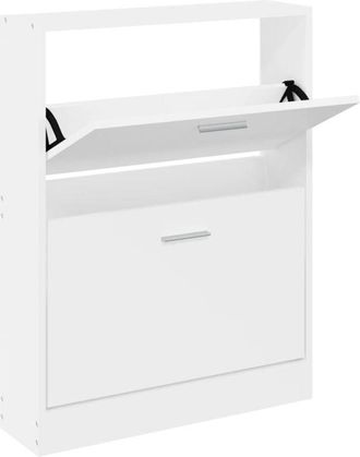 vidaXL Shoe Cabinet White 59x17x81 cm Engineered Wood Vidaxl