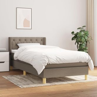 vidaXL Cama Box Spring Con Colch&oacute;n Tela Gris Taupe 80x200 Cm Vidaxl