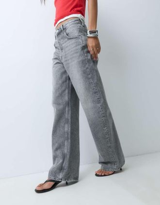 & Other Stories Anja jeans barrel fit con fondo risvoltato lavaggio grigio