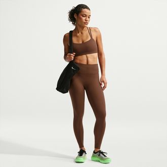 Nike Womens Zenvy High-Waisted Full-Length Leggings with No Front Seam in Brown | II2862-259
