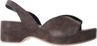 Del Carlo Sandalen met sleehak - Dames - Sleehakken - Bruin - 36 EU - Su&egrave;de - Schoenen