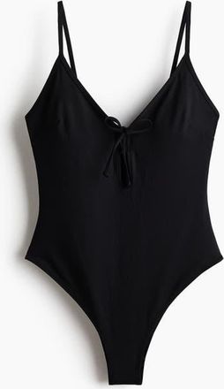 H&M Padded-cup High Leg Swimsuit in Black at Nordstrom, Size X-Large