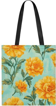 Generic Yellow Flowers Marigolds Womens Tote Casual Shopping Bag Lightweight Shoulder Bags Hobos Handbag for Work Travel Daily 35x40cm
