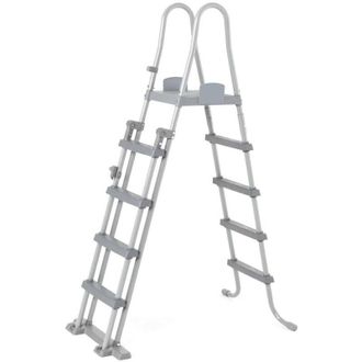 Trade Shop Trade Shop - Escalera De Seguridad Para Piscinas De 132 Cm Con Pasos De Pl&aacute;stico Marco De Metal 58332
