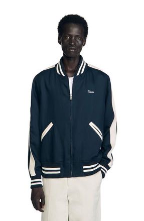 Sandro College-style varsity jacket in Navy Blue at Nordstrom, Size Xx-Large