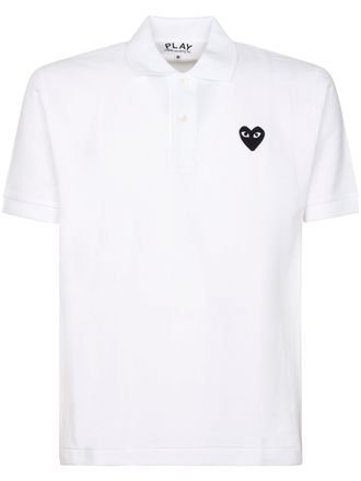 Comme Des Gar&ccedil;ons Classic White Polo with Black Heart Emblem