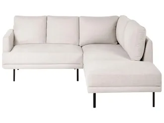 Beliani Divano Moderno Imbottito Angolare Sinistro Divano A 4 Posti Con Gambe In Metallo Tessuto Beige Schienale Imbottito Breda