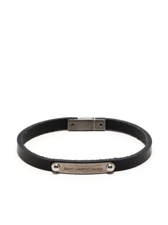Saint Laurent ID Plaque leather bracelet - Black