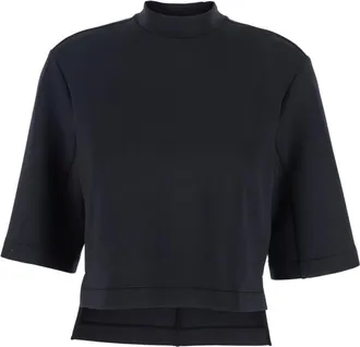 Moncler Black Solid Mock Collar T-Shirt