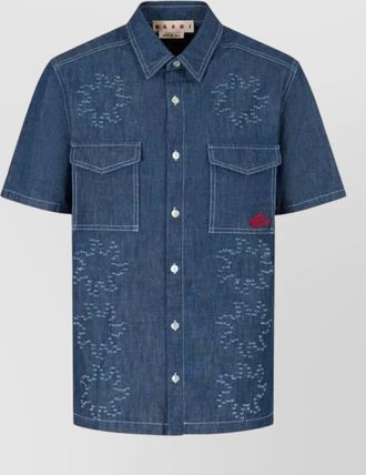 Marni mens denim effect cotton shirt short sleeves