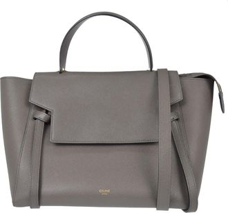 Celine Belt Textured Leather Gray Leather Handbag (Pre-Owned)