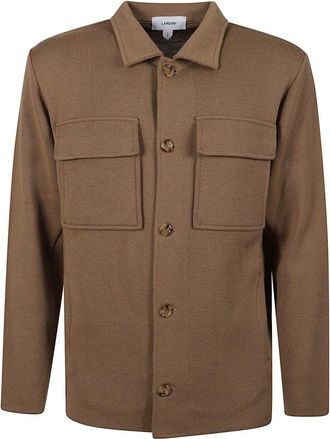 Lardini Structured Wool Knit Overshirt With Flap Pockets