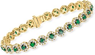 Ross-Simons 3.70- Emerald and Diamond Tennis Bracelet in 14kt Yellow Gold
