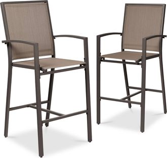 Best Choice Products Outdoor Barstools Set of 2, Bar Height Patio Chairs w/ All-Weather Mesh
