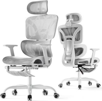 OEM Ecofurnix Silla De Oficina Ergon&oacute;mica Y Alta Con Reposapi&eacute;s, Tejido De Malla, Reposabrazos 3d, Soporte Lumbar - Gris