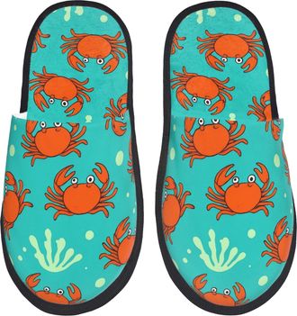 Generic Fleece Slippers Colorful Crab Portable Slippers Non-Slip Cotton Slipper For Women Home Room L
