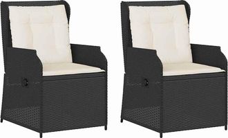 vidaXL Banco De Jard&iacute;n 2 Uds. Negro Rat&aacute;n Sint&eacute;tico Vidaxl