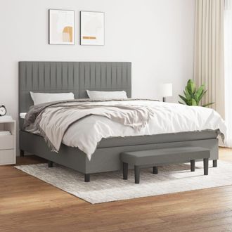 vidaXL Vidaxl - Cama Box Spring Con Colch&oacute;n Tela Gris Oscuro 160x200 Cm