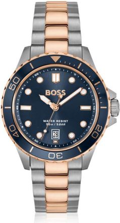 BOSS Troper blue-dial watch in two-tone steel