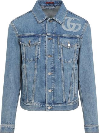 Gucci Blue Ivory Denim Jacket - Heren - Spijkerjassen - Blauw - M - Denim - Jassen