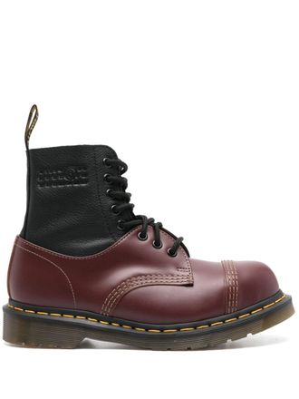 Maison Margiela colourblock combat boots - Red