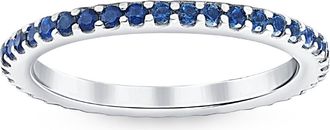 Pompeii3 3/4Ct Blue Sapphire Stackable Ring Wedding Band 10k White Gold