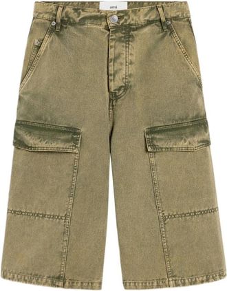 Ami Cargo Zak Knoopsluiting Shorts - Heren - Denim shorts - Groen - W32 - Denim - Korte Broeken