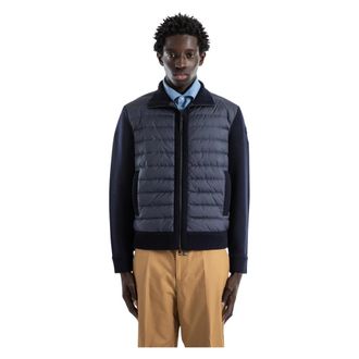 Moncler Down Jackets, male, Blue, Size: 2XL High-neck Padded Cardigan