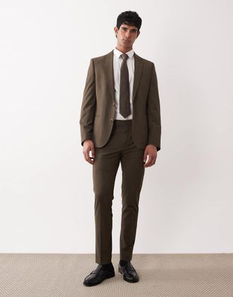 Asos Pantaloni skinny in lana lavabile verde oliva