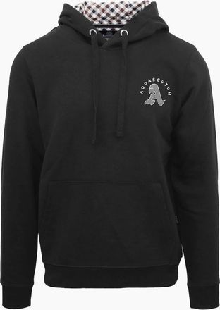 Aquascutum Mens Hooded Neck Long Sleeve Sweatshirt with Kangaroo Pocket - Black - Size: 2X large