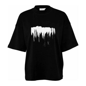 Karen by Simonsen Tops, Dames, Zwart, XL, Grafische Print Boxy Tee Meteorite