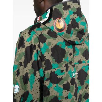 A Bathing Ape Hooded Camouflage Lightweight Jacket - Green