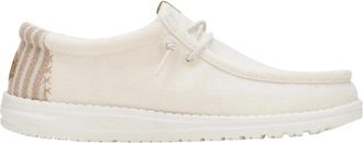 Hey Dude Luxe Linnen Touw Resort Schoenen - Heren - Veterschoenen - Wit - 44 EU - Linnen - Schoenen