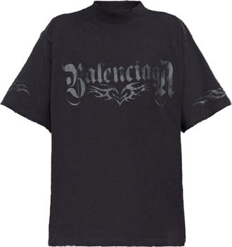 Balenciaga T-Shirt Stampa Logo Medium Fit-Donna