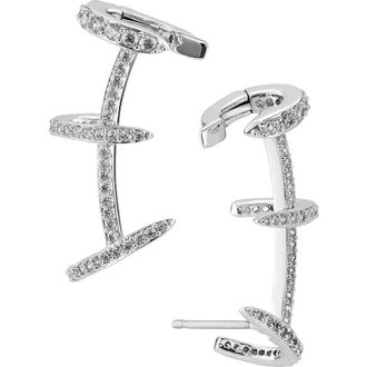Nadri Leah Pav&eacute; Cage Ear Crawlers in Rhodium at Nordstrom