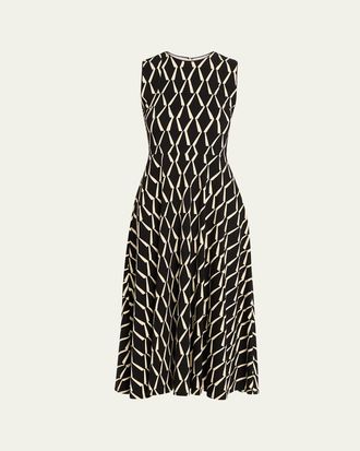 Max Mara Sleeveless Geometric-Print Jersey Midi Dress