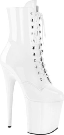 Generic Womens Pole Dancing Ankle Boots,8 Inch Lace-Up Platform Stilettos Boots, Pole Dancing Nightclub Party High Heels Dress Shoes,White,6.5 UK