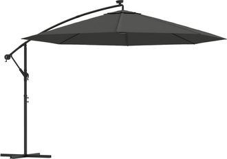 vidaXL Sombrilla Voladiza Luces Led Y Poste De Metal Antracita 350 Cm Vidaxl